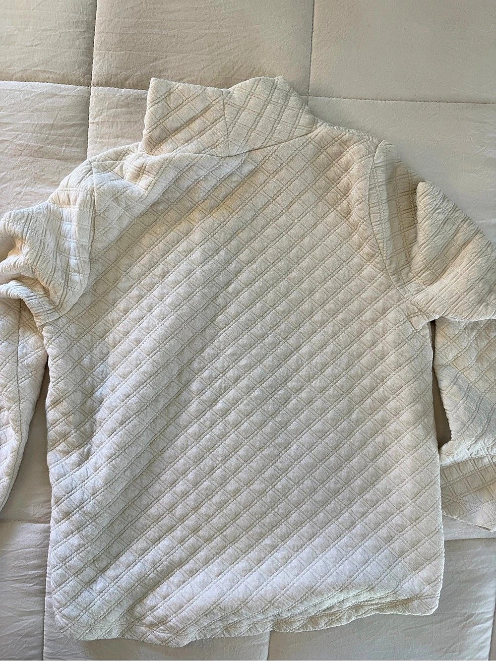 J.CREW Quilted Mockneck Pullover Long Sleeve Top Cream Medium